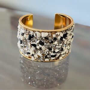 Rock Your Wrist: Black & White Rhinestone Bangle